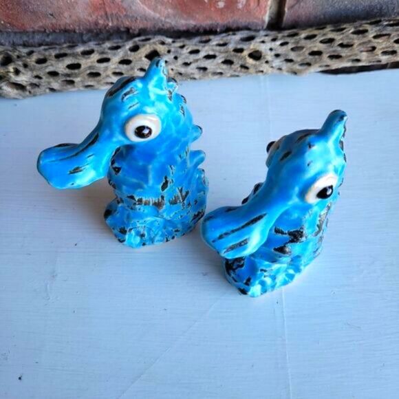 Vintage MCM Rare Studio Pottery Anthropomorphic Seahorse Figurines - Kitschy - Picture 11 of 15